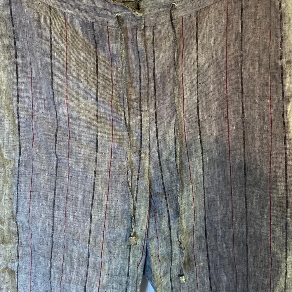 Peck & Peck Weekend Linen Pants with Red Accents Crop
